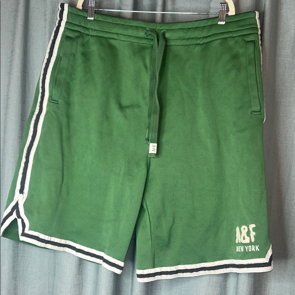 Abercrombie & Fitch Athletic Shorts in Green with White Accents